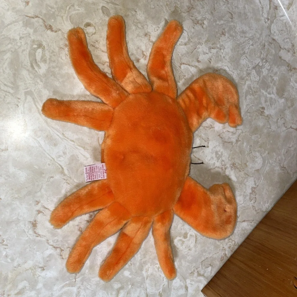 Vintage Error Rare Retired 1999 TY Digger Beanie‎ Buddies Orange Crab 15